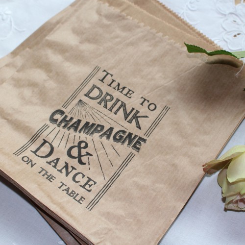 40 Kraftpapiertüten vintage Wedding TIME TO DRINK CHAMPAGNE