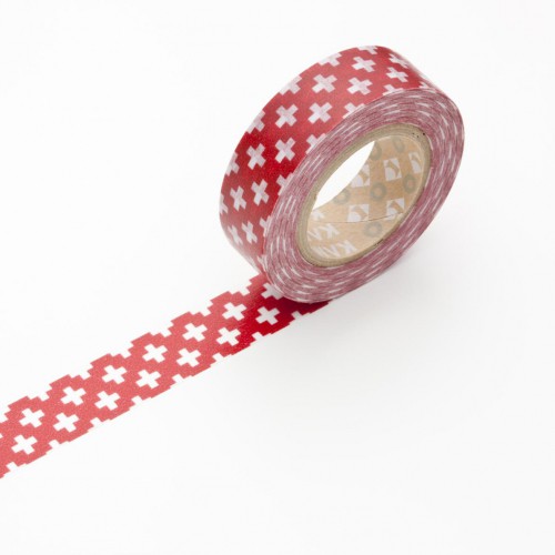 Masking Washi Tape - cross red - rot mit weissen Kreuzen