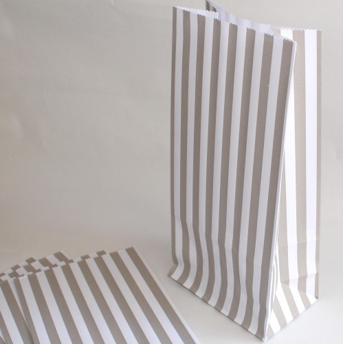 5 Stk Papiertüten Streifen grau weiss
