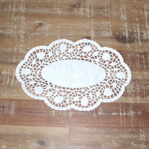 10 Tortenspitzen Doilies oval weiss 22x15cm