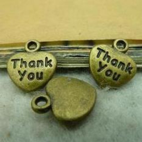 10 kl. Anhänger Herz THANK YOU bronze