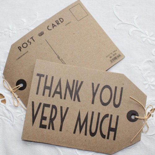 Postkarte Paketanhänger THANK YOU