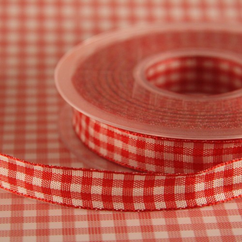 Schleifenband Bauernkaro rot / weiss kariert 10 mm Landhaus