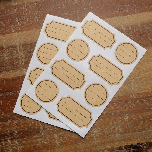16 kleine Sticker Kraft mit Rahmen