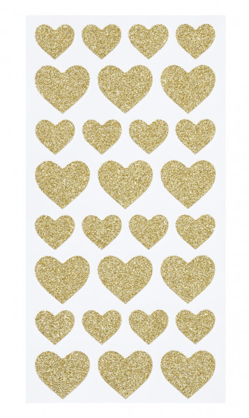 Sticker Herzchen gold glitzer 28 Stk