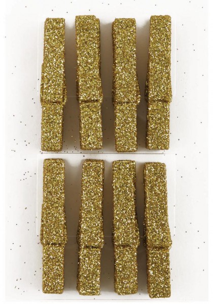 Wäscheklammern 8 Stk gold Glitzer