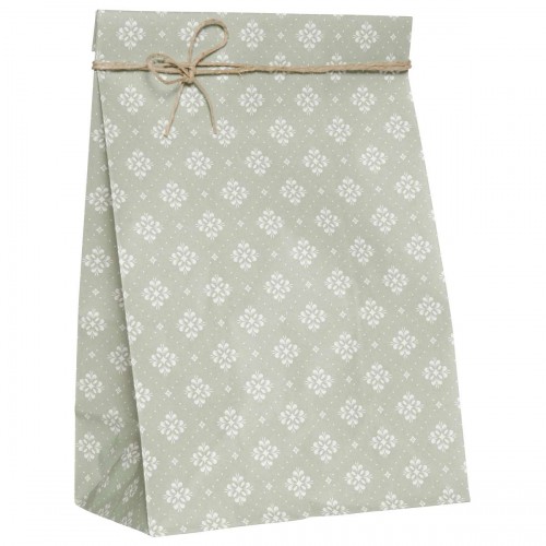 5 Stk. Papierbeutel grün Blumen Karo, gross