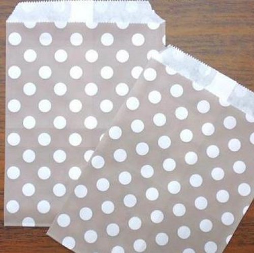 10 Papiertüten DOTS taupe grau