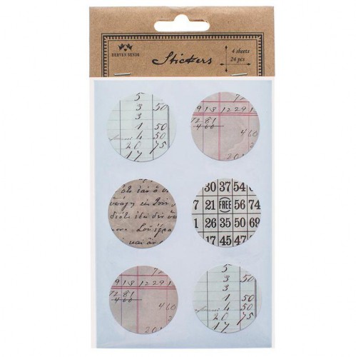 24 Sticker vintage Notes rund 4cm