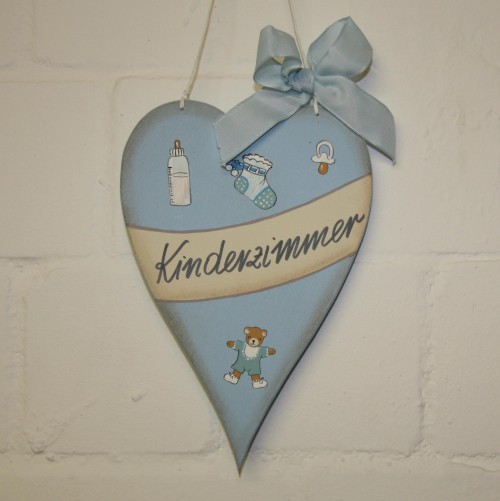 Holzschild "Kinderzimmer" blau