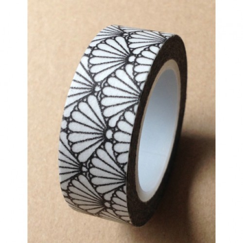 Masking Washi Tape - floral1 - schwarz weiss gemustert