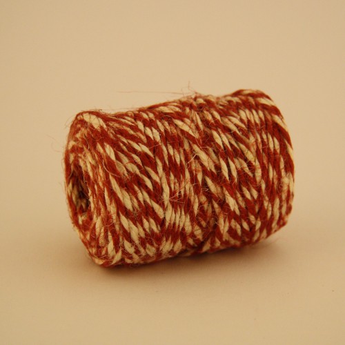 Jutegarn Schnur rot / weiss Spule 30 m