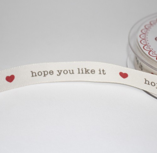Schleifenband HOPE YOU LIKE IT 15mm creme