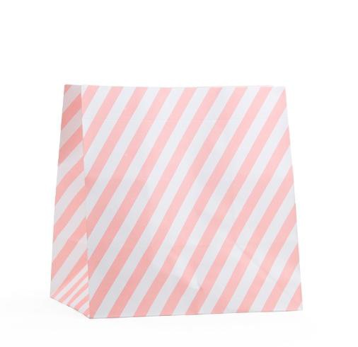 10 Papierbeutel Koralle weiss gestreift XL