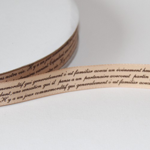 Schleifenband alte französische Schrift 16mm beige