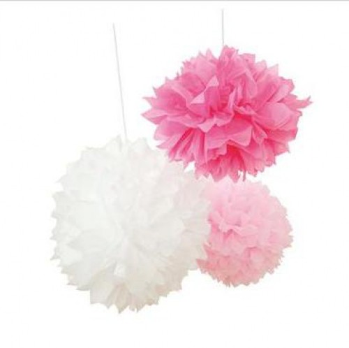 3er Set POMPOMS weiss