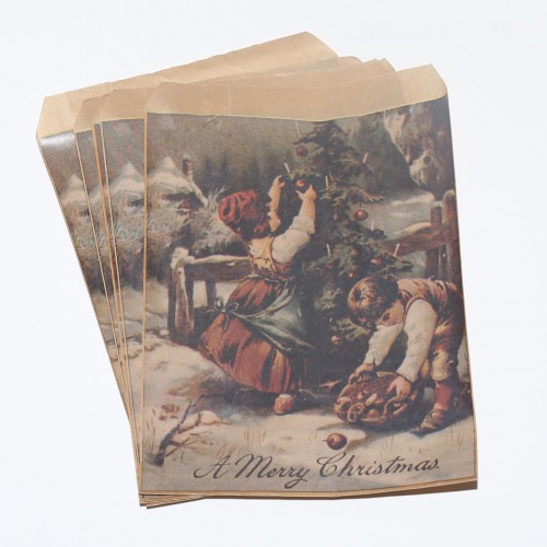 5 Stk Papiertüten vintage Christmas
