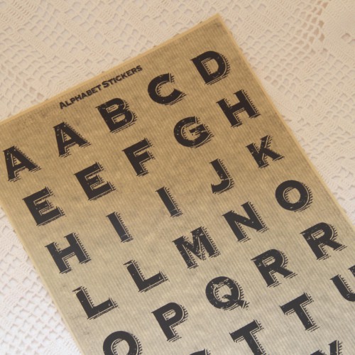 Stickerbogen vintage Buchstaben alphabet groß Kraft