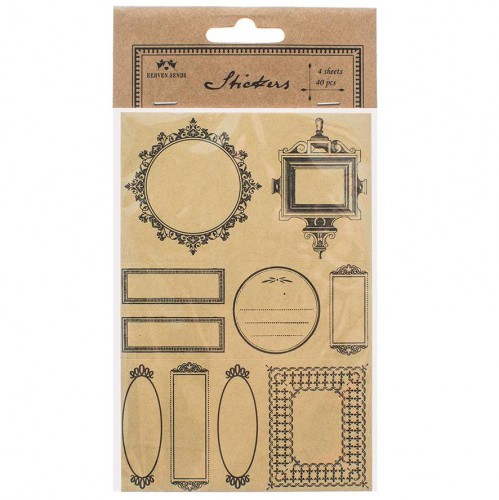40 Sticker FRAMES Rahmen Label Kraft