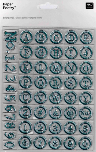 Silikonstempel vintage ABC Buchstaben Zahlen rund