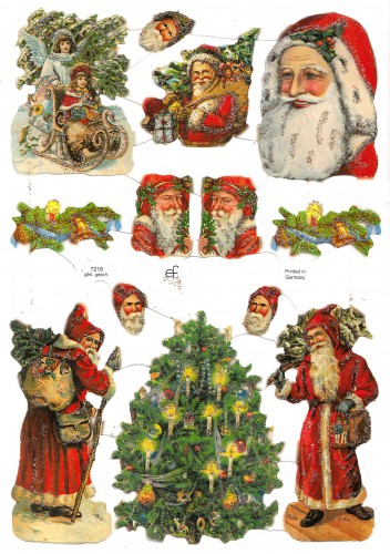 Glanzbilder Bogen Weihnachtsmann glitzernd