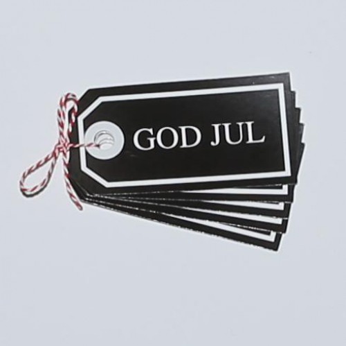 Paketanhänger Weihnachten God Jul schwarz/w 5 Stk