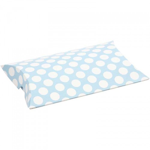 10 Faltschachteln Pillow Dots hellblau weiss