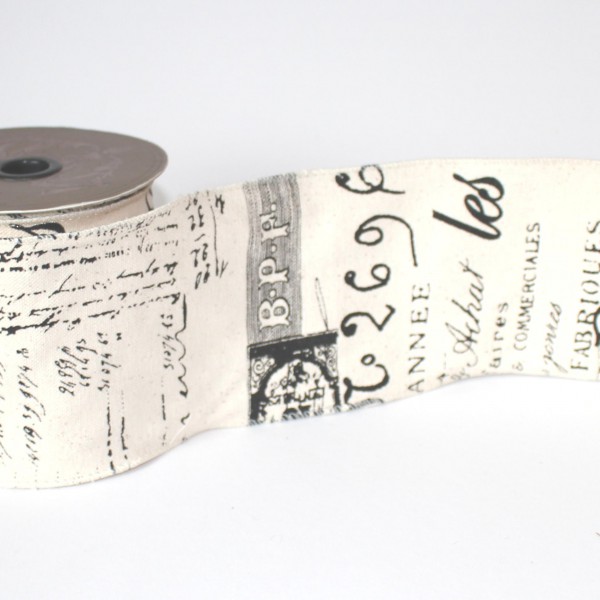 Dekoband Canvas vintage SCRIPT Französisch 10cm