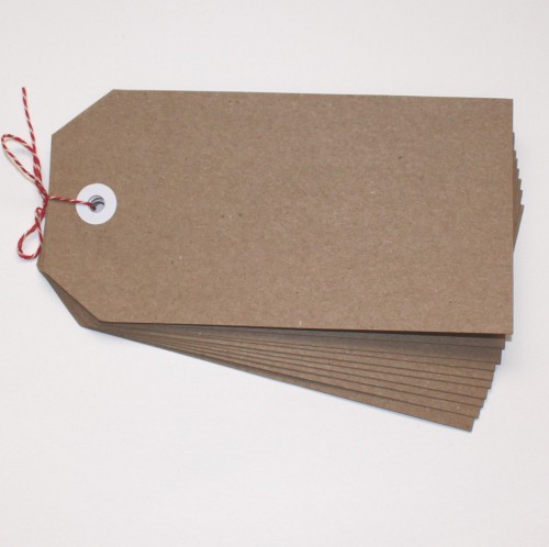 10 Paketanhänger Kraft 13x6cm
