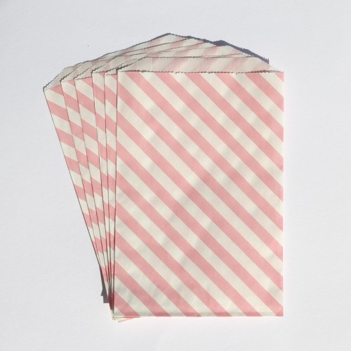 Papiertüten weiß mit rosa Streifen