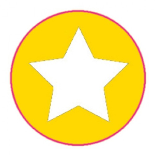10 Stern Sticker Etiketten gelb weiss