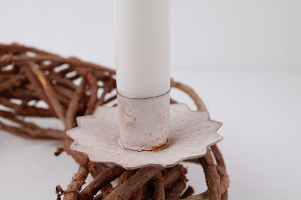 Kerzenhalter Adventskranzstecker creme antik Stabkerze
