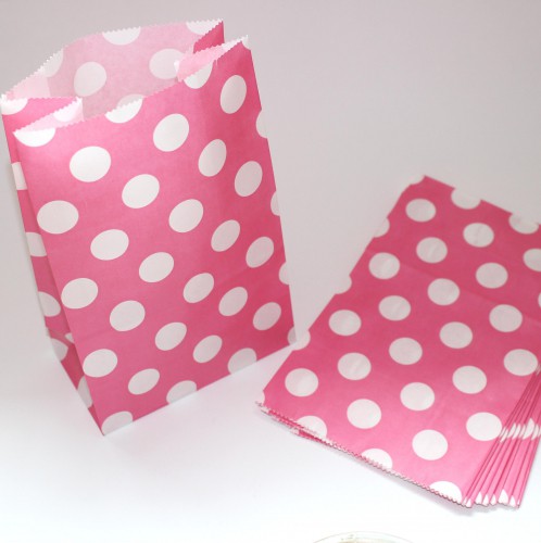 10 Papierbeutel pink mit weissen