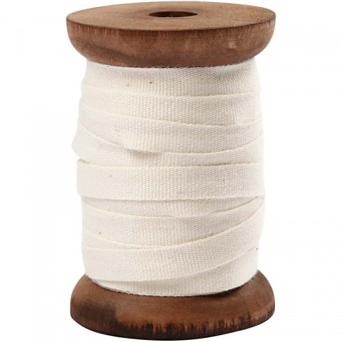 Baumwollband creme 10m auf Holzspule