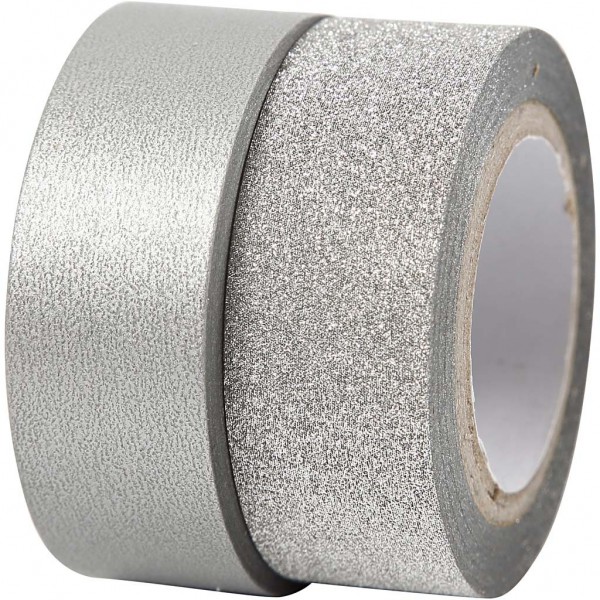 2 x Masking Tape silber / glitzer