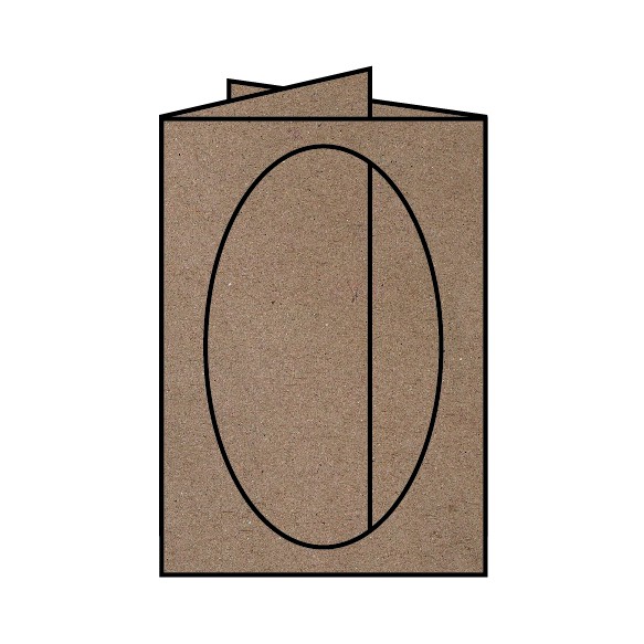 5 Karten Passepartout B6 Kraft oval