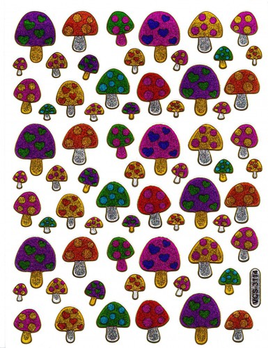Sticker herzige Pilze Aufkleber glitzernd bunt