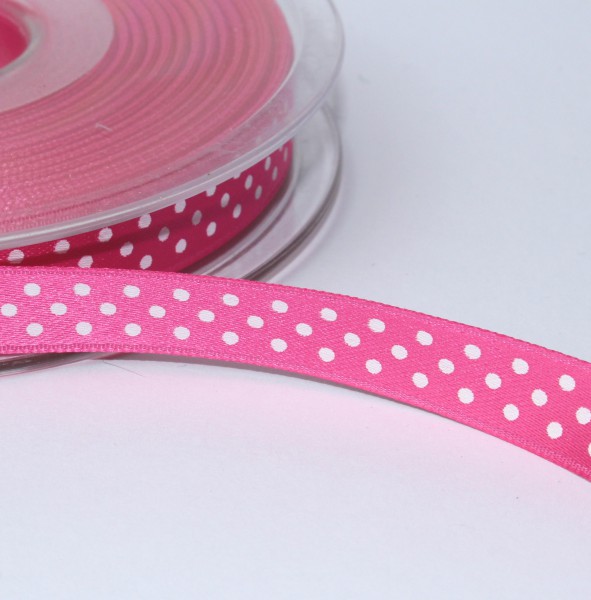 Satinband FUCHSIA pink Minidots10mm