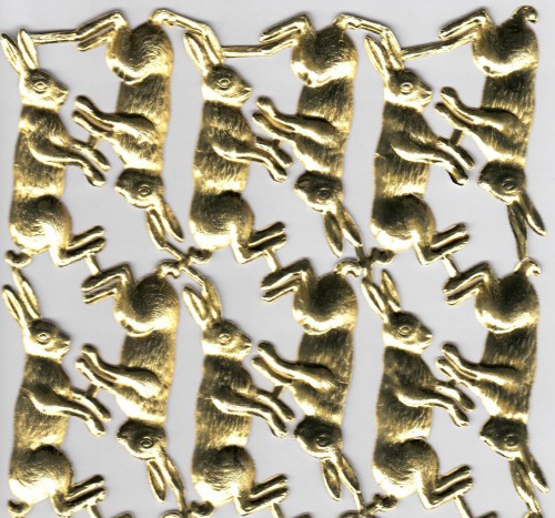 goldene Ornamente Hase Osterhase Teilbogen 12 Stk