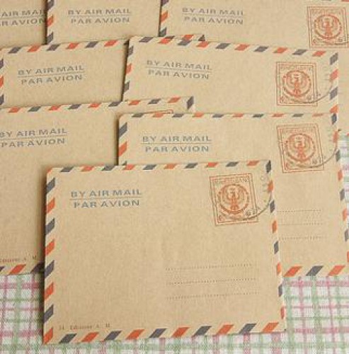 10 kleine Kraftpapier Briefumschläge mit Stempel Italien
