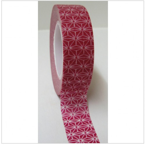 Masking Washi Tape - asanoha - dark pink weiss gemustert