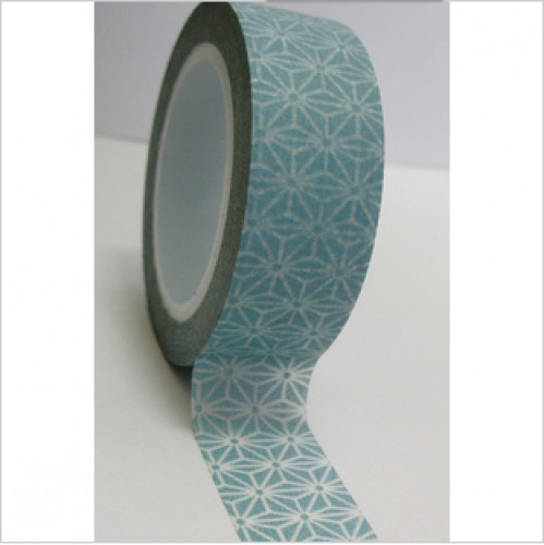 Masking Washi Tape - asanoha - aqua hellblau weiss gemustert
