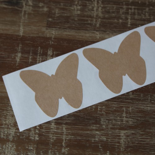 6 Sticker Label Butterfly Kraft 59 x 53 mm