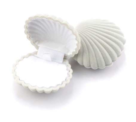 Schmuckdose MUSCHEL Schatulle Scallop hellgrau