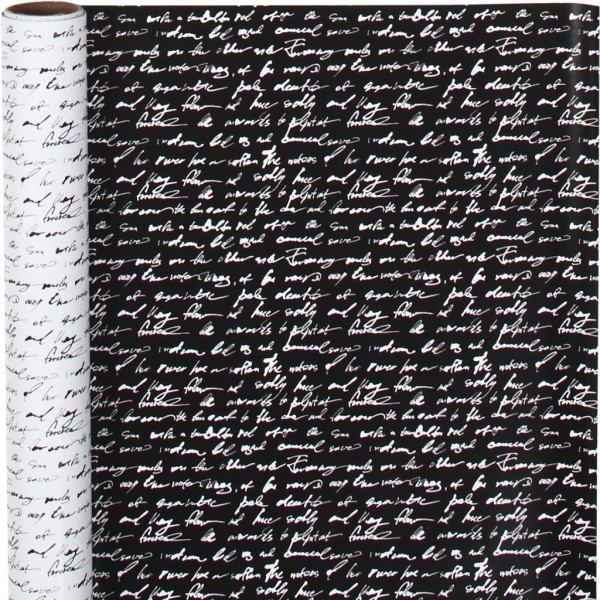 Geschenkpapier Script schwarz weiss 5 Meter B50cm
