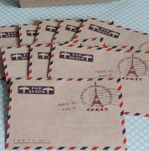 10 kleine Kraftpapier Briefumschläge Paris Eiffelturm