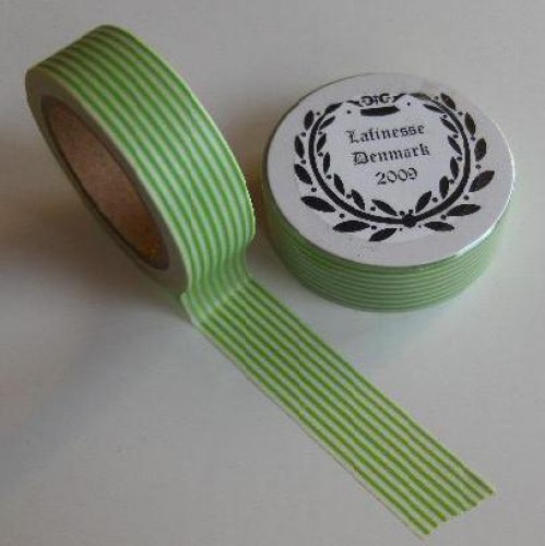 Washi Masking Tape hellgrün weiss Stripes
