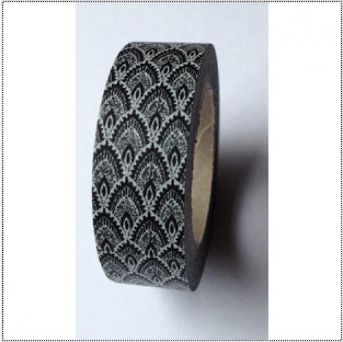Masking Washi Tape - floral2 - schwarz weiss gemustert
