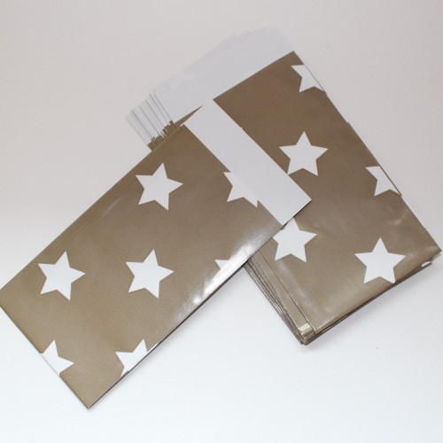 10 Papiertüten Stern taupe klein