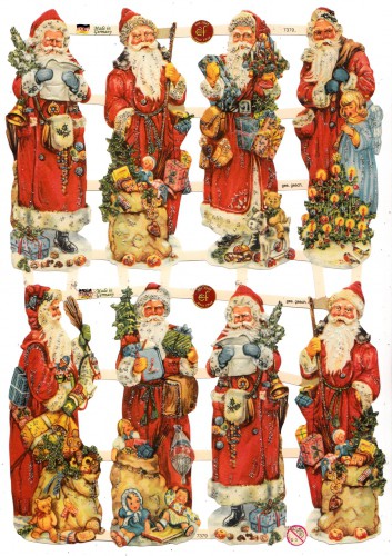 Glanzbilder bescherender Weihnachtsmann glitzernd